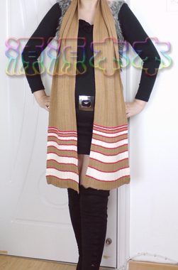 红色条纹百搭男女款毛线围巾