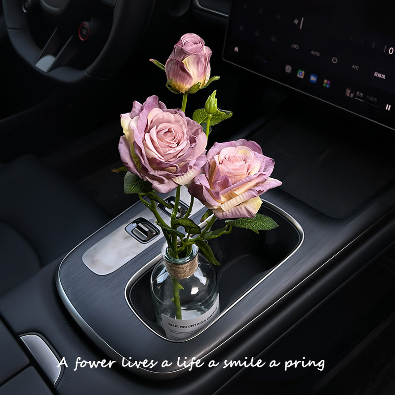 法式油画焦边仿真玫瑰车内饰品汽车装饰摆件中控台水杯架车载花束,淘宝优惠券,粉丝福利购,淘宝优惠卷