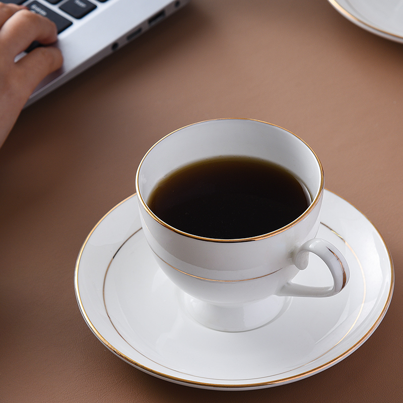 办公室陶瓷欧式咖啡杯套装高档精致金边骨瓷英式下午茶杯带勺子