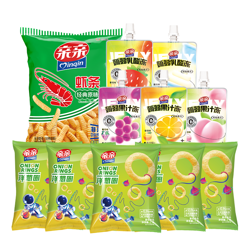 【直播组合】亲亲11包零食组合虾条蒟蒻吸吸果冻膨化食品解馋零食