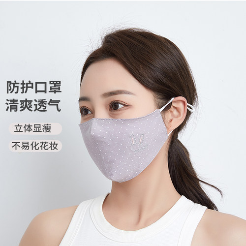 时尚薄款纯棉口罩女高颜值秋冬季保暖防寒防风面罩骑行全棉可水洗 - 图0