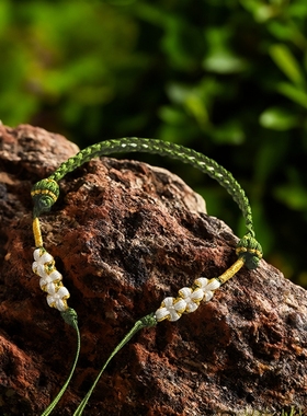 穿五帝钱半成品桃花结手绳女编绳手绳四股编穿转运珠平安扣情人节