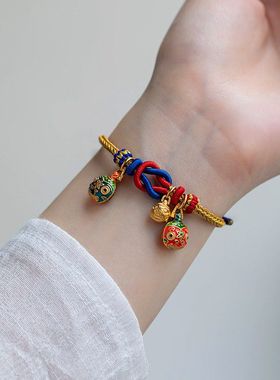 可串穿吞金兽古法吊坠转运珠手工半成品手绳本命年红绳DIY原创