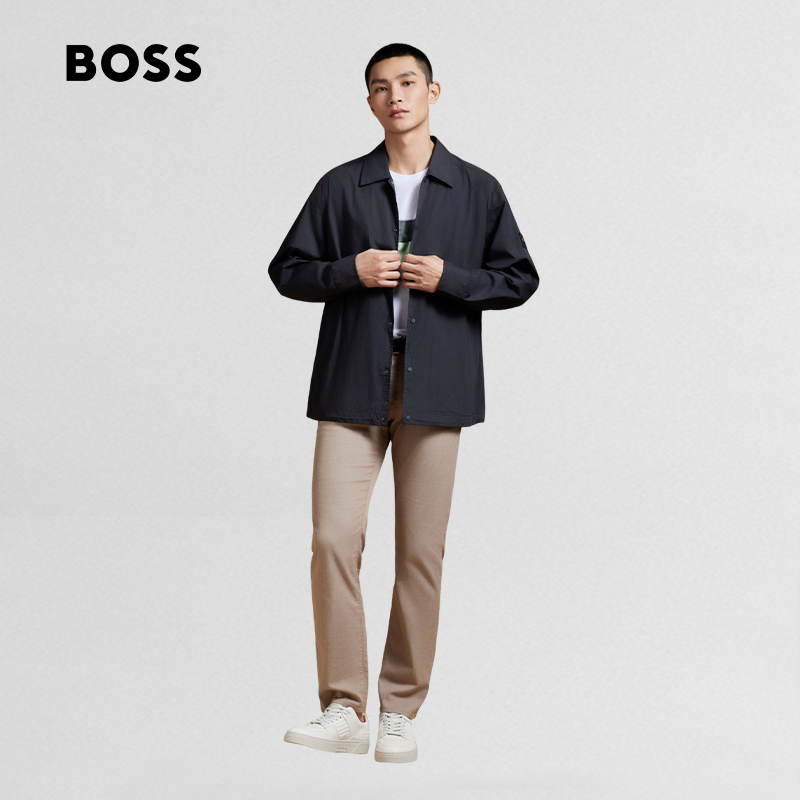 HUGO BOSS雨果博斯男士棉质混纺宽大版型衬衫夹克