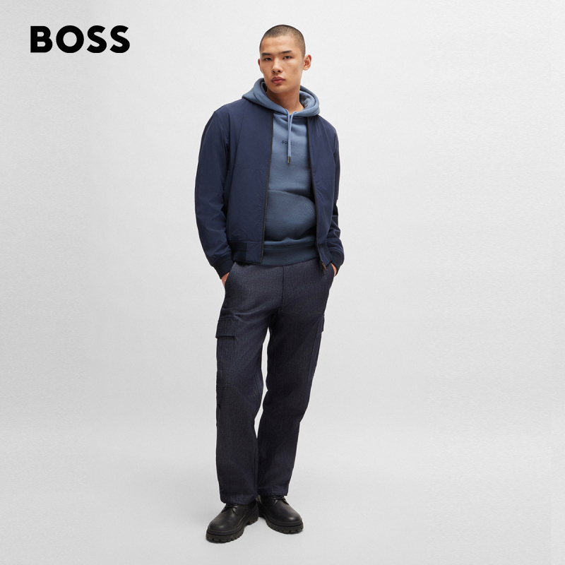 HUGO BOSS 男士渐变染色宽松版型棉质毛圈布连帽卫衣
