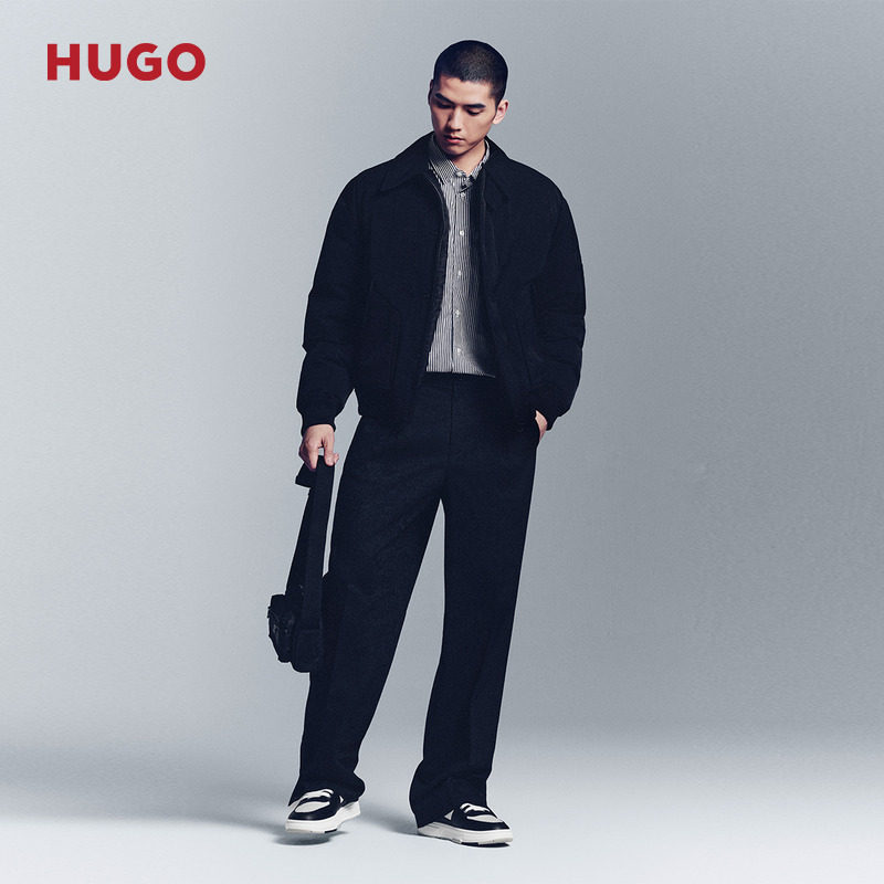 HUGO雨果 男士25年冬季新款常规版型风衣领夹克棉服 - 图3