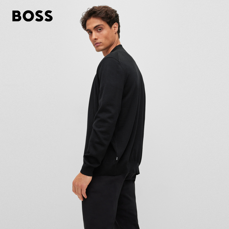 【100%羊毛】HUGO BOSS雨果博斯男士经典常规版羊毛拉链开衫