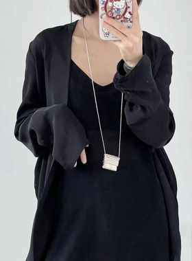 中古百搭配饰编织银色长款耳机包