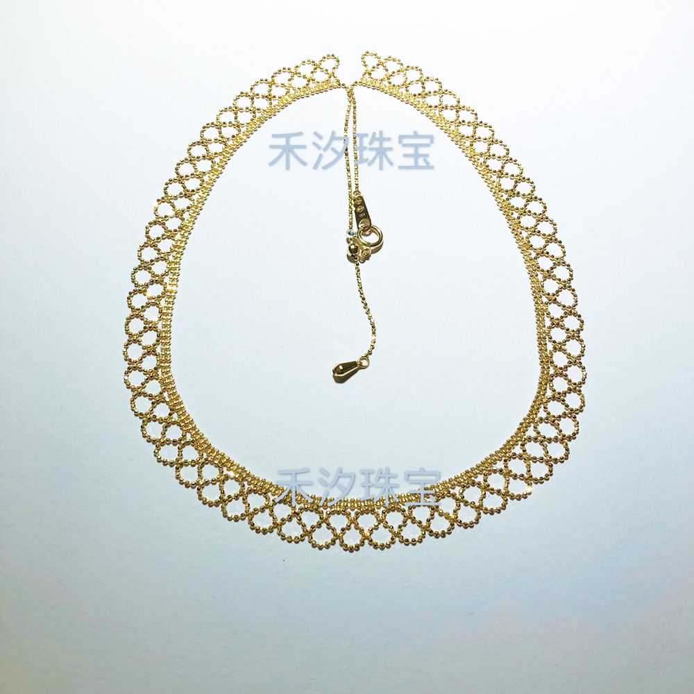 30cm 蕾丝 choker 可调节 金镂空蕾丝编织项链 18k 日本工艺重金 30cm 蕾丝 choker 可调节 金镂空蕾丝编织项链 18k 日本工艺重金