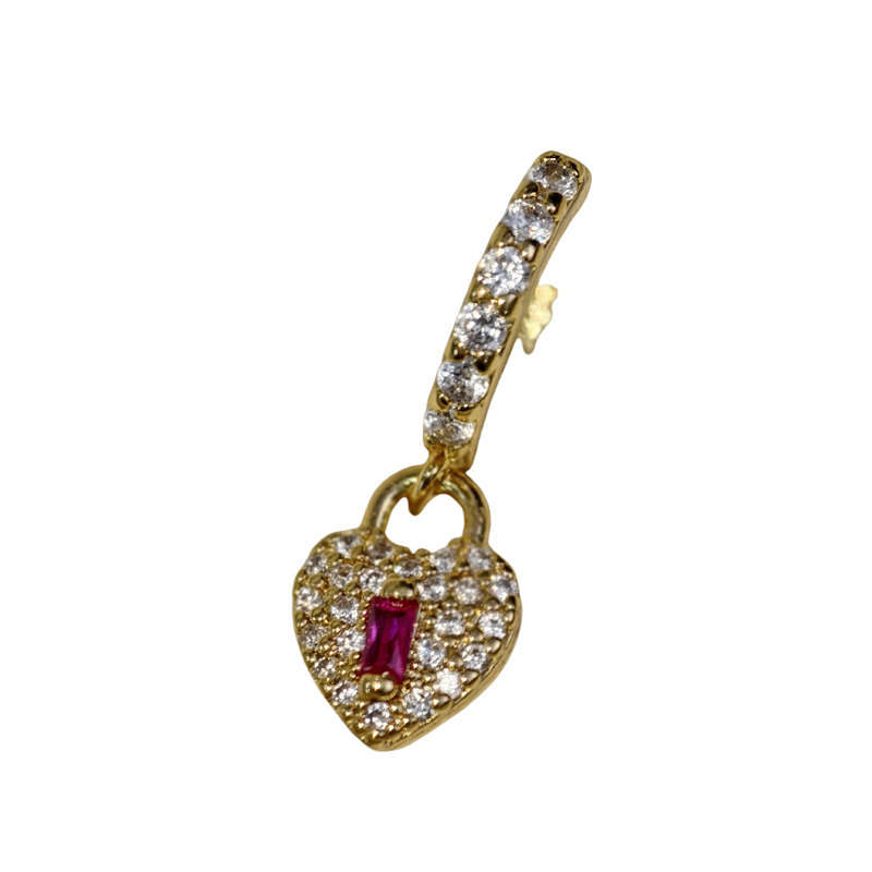 VINTAGE复古风十字架耳环女神范轻奢风血红色桃心耳骨环镶钻耳扣,淘宝优惠券,粉丝福利购,淘宝优惠卷