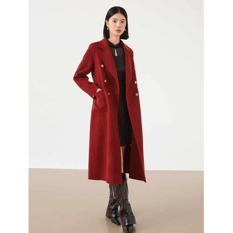 佧茜文军旅风呢大衣女23冬季新款100%绵羊毛中长款风衣气质上衣,淘宝优惠券,粉丝福利购,淘宝优惠卷