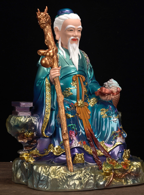 铜彩药王神像摆件家用店铺