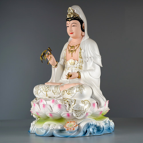 慈缘阁陶瓷彩观音菩萨佛像观音家用供奉观音佛像观音像观世音菩萨 - 图0