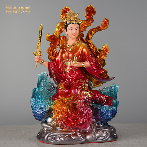 慈缘阁树脂铜彩九天玄女像九天圣母娘娘玄母天尊摆件家用树脂佛像 - 图1