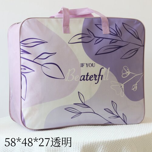 冬被钢丝包结婚棉被收纳袋家纺包装袋被子手提袋覆膜无纺布透明 - 图0