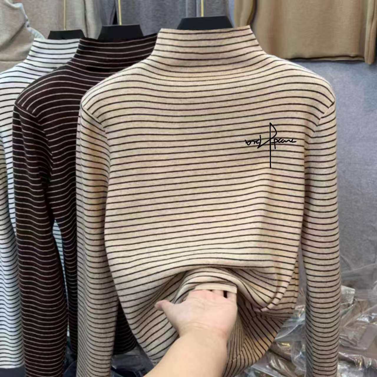 打底衫秋冬装英文印花男童条纹德绒长袖T恤半高领内搭保暖上衣,淘宝优惠券,粉丝福利购,淘宝优惠卷