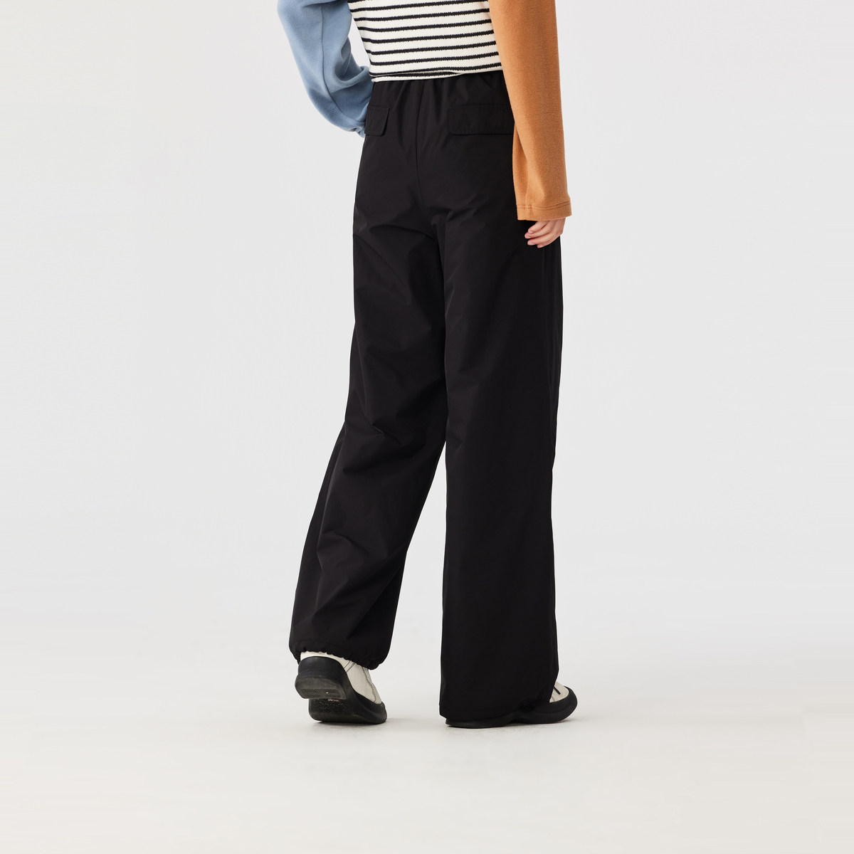 飞鸟和新酒商场同款女装新款系带黑色直筒休闲裤女FZ470142019