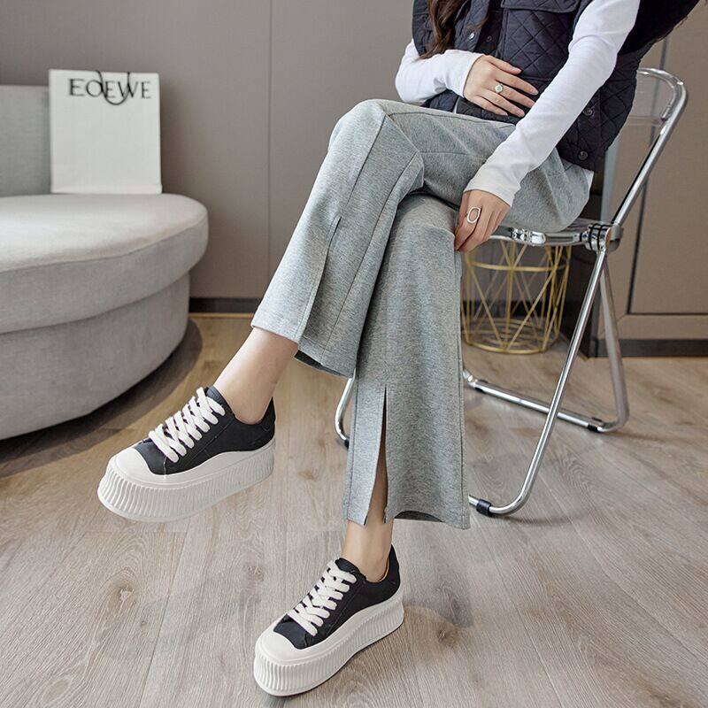 新款孕妇裤春秋季开叉阔腿裤休闲裤 粉红仔仔孕妇阔腿裤