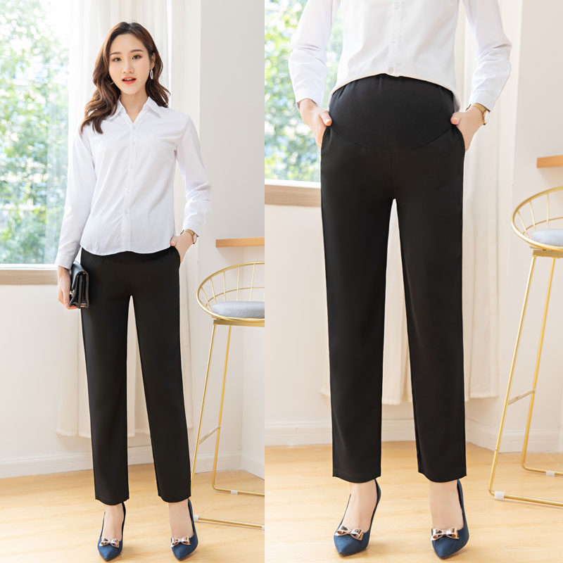 春秋黑色直筒孕妇裤职业西裤长裤子 粉红仔仔孕妇打底裤