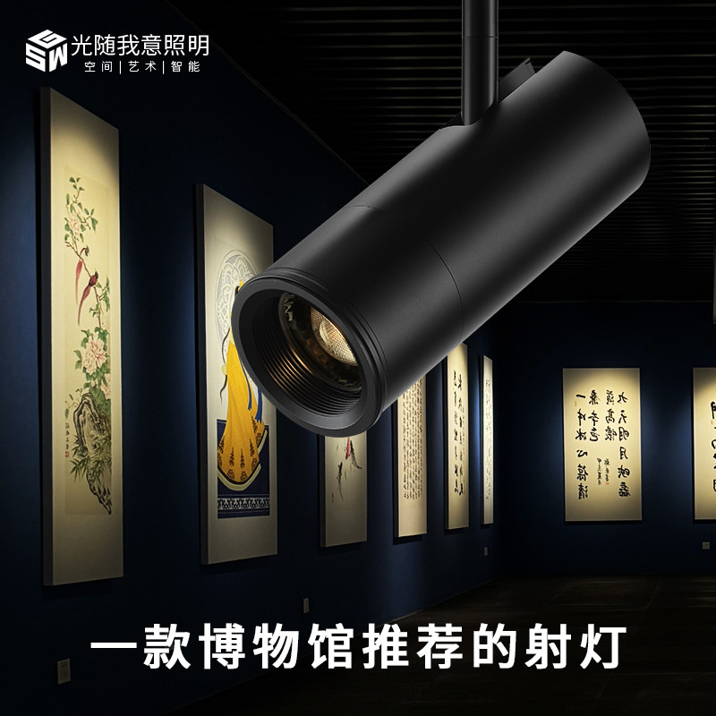 轨道射灯明装聚光专业博物馆美术馆展会厅照画灯变焦防眩调光吸顶,淘宝优惠券,粉丝福利购,淘宝优惠卷