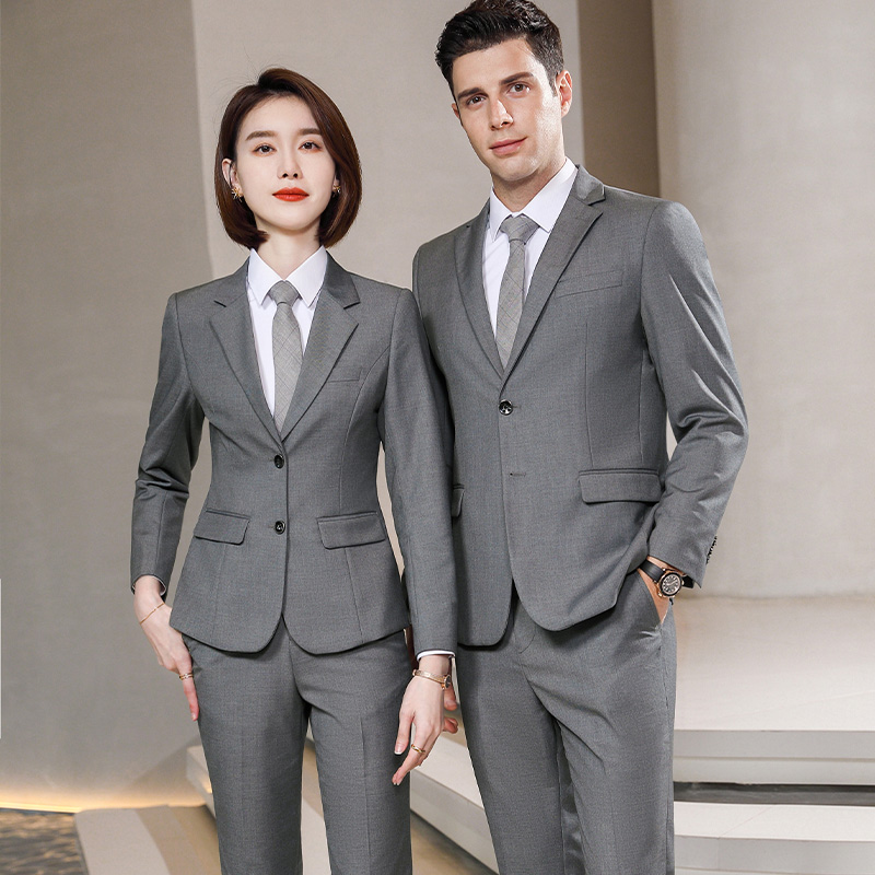 职业男宝蓝色西服套装正装外套酒店经理西装售楼部工作服4S店工装