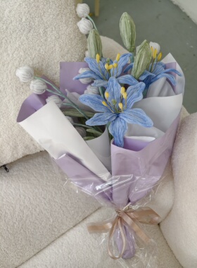 纯手工百合铃兰花束扭扭棒花假花摆设客厅餐桌装饰品插花束摆花艺