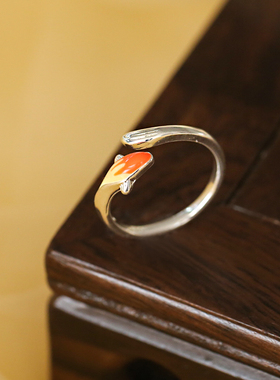 好运锦鲤~中国风S925银开口戒指