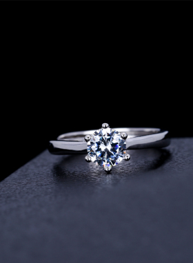 银双钻戒指闪亮开口可S925锆石