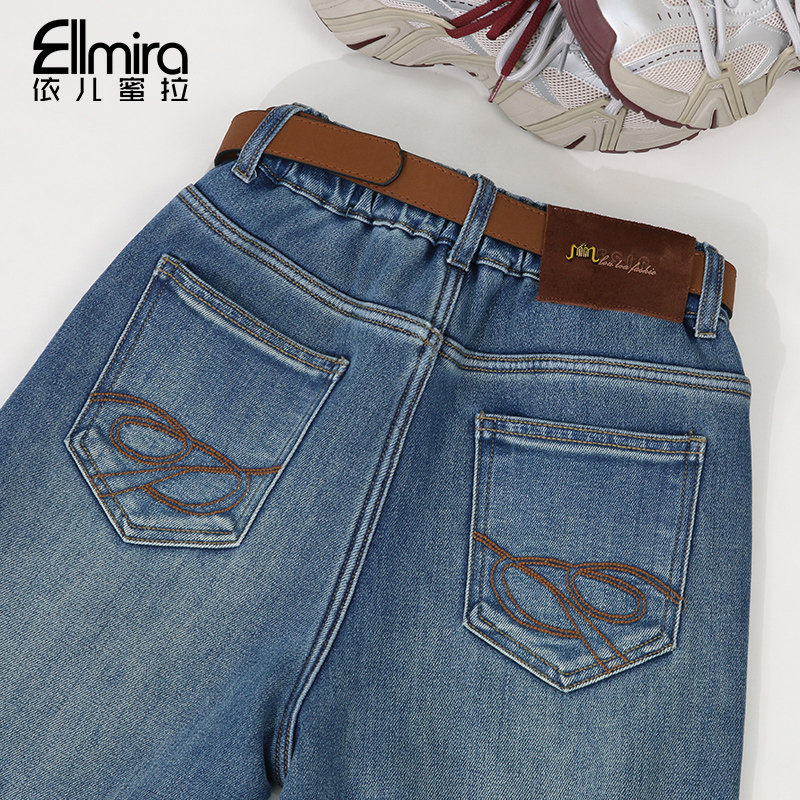 9811女童牛仔裤加绒加厚直筒裤窄版冬季中大童长裤洋气高品质,淘宝优惠券,粉丝福利购,淘宝优惠卷