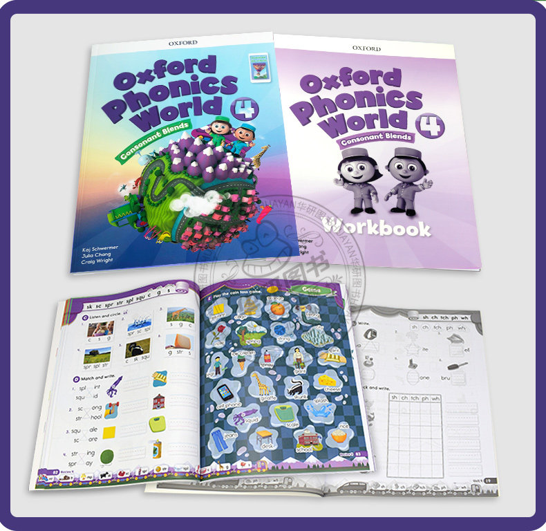 牛津自然拼读教材Oxford Phonics World 4级别课本+练习册 字母发音A-Z牛津少儿小学英语英文原版书籍搭牛津树