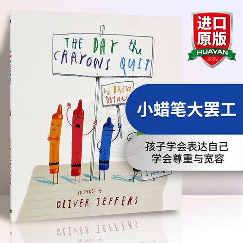 英文原版 The Day The Crayons Quit 小蜡笔大罢工Oliver Jeffers进口绘本 平装大开 蜡笔辞职儿童趣味小故事 英语阅读启蒙图画书 - 图0
