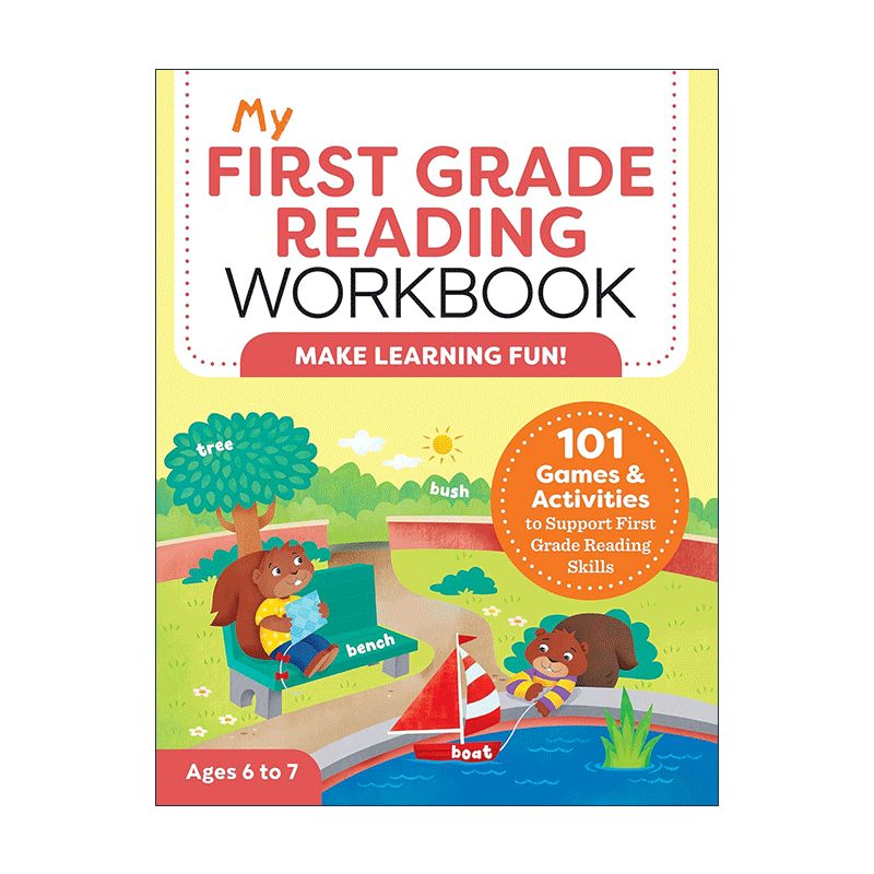 英文原版 My First Grade Reading Workbook 我的一年级阅读练习册 101个游戏谜题与活动 儿童STEM教育 词汇积累 句子结构 英文版