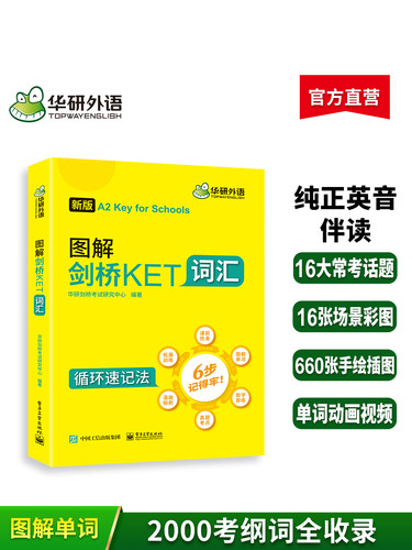 【官网】华研外语 2024改革版图解剑桥KET词汇小学英语剑桥通用五级考试教材书籍 ket核心词汇单词书练习册 KET真题官方青少版-图2