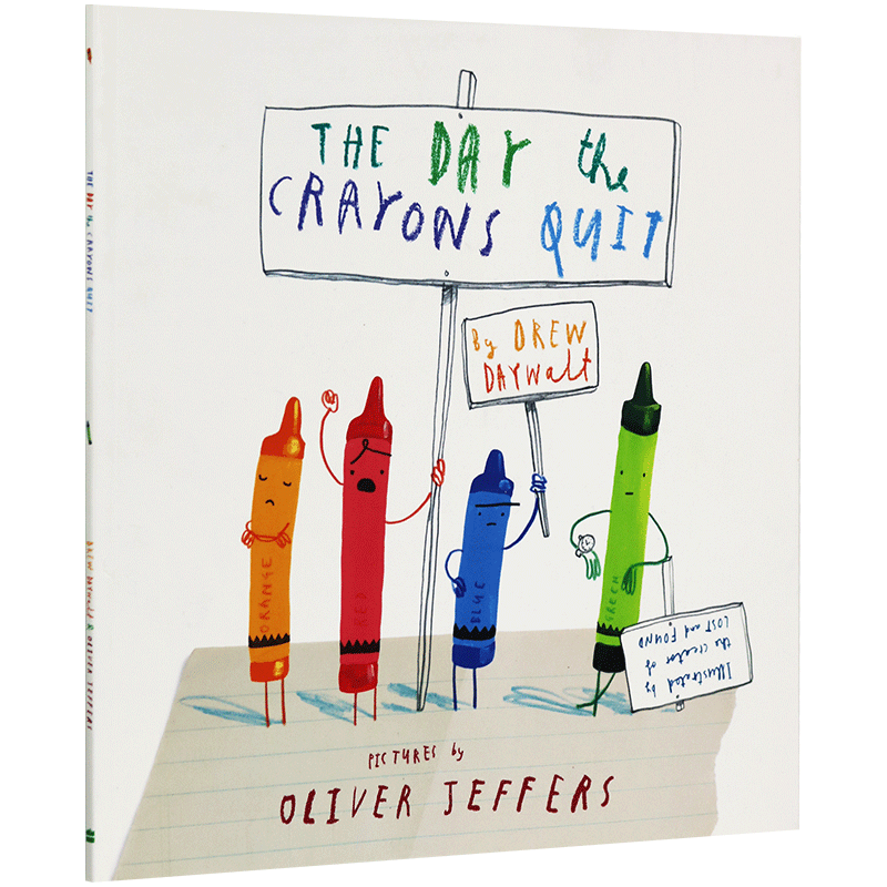 英文原版 The Day The Crayons Quit 小蜡笔大罢工Oliver Jeffers进口绘本 平装大开 蜡笔辞职儿童趣味小故事 英语阅读启蒙图画书 - 图1