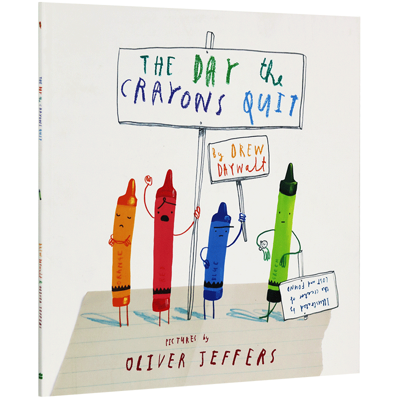 英文原版 The Day The Crayons Quit 小蜡笔大罢工Oliver Jeffers进口绘本 平装大开 蜡笔辞职儿童趣味小故事 英语阅读启蒙图画书 - 图2