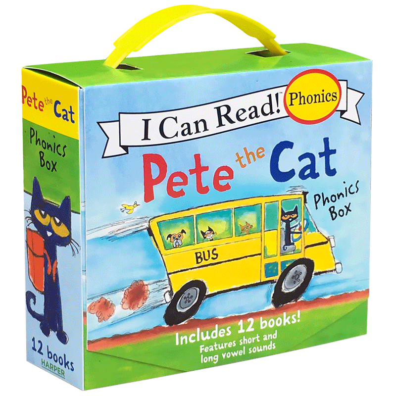英文原版绘本 Pete the Cat Phonics Box I Can Read phonics 皮特猫自然拼读系列12册盒装 汪培珽推荐 3-8岁 正版进口书籍