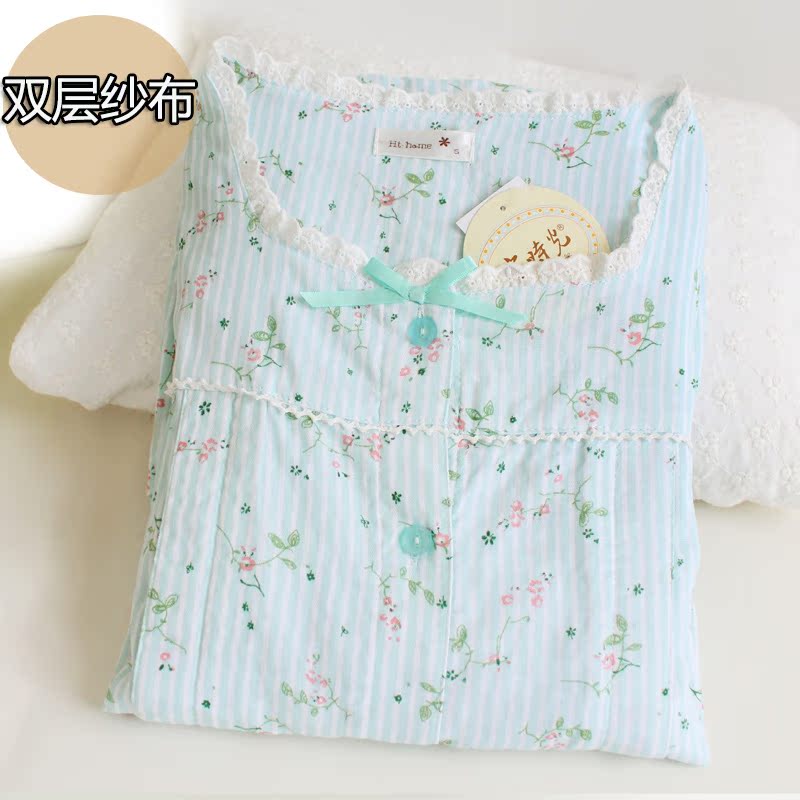 日系雙層紗布月子服產後哺乳衣孕婦睡衣套裝純棉韓版可愛餵奶衣