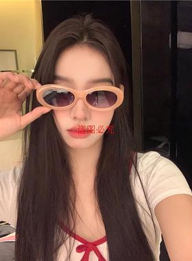 糖果色椭圆型墨镜少女可爱个性护眼太阳眼镜拍照装饰