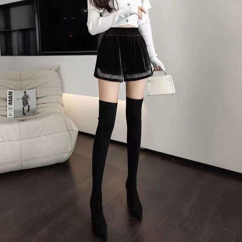 短裤女阔腿秋冬季洋气外穿加厚高腰百搭大码休闲靴丝绒裤子,淘宝优惠券,粉丝福利购,淘宝优惠卷