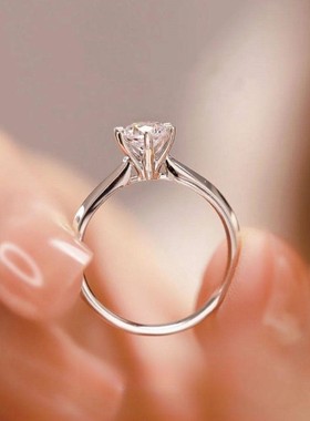 18k白金色莫桑戒指经典50分六爪