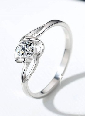 18K白金色戒指女镶嵌莫桑戒指30