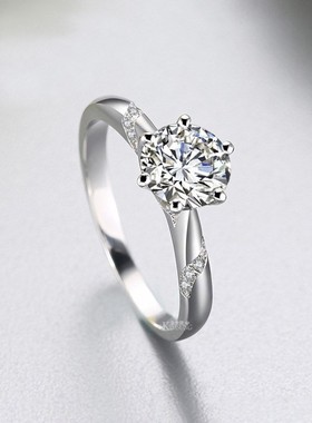 镀pt950铂金仿D级高碳莫桑钻石戒