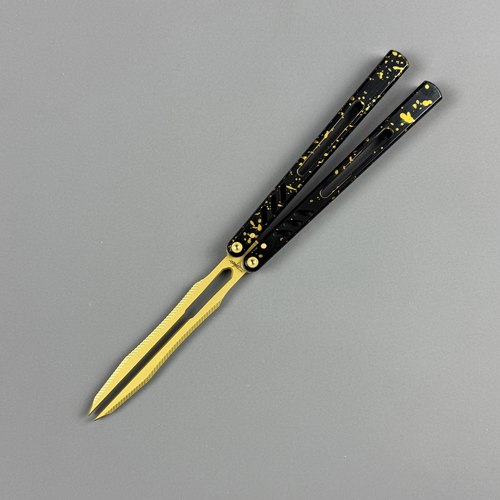 班输8801V3音叉折叠刀REP蝴蝶花式刀AB新手练习入门玩具刀未开刃 - 图3