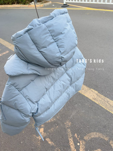 又鱼lovi中大童羽绒服2024冬新款女孩女童连帽高品质羽绒服花瓣领 - 图1