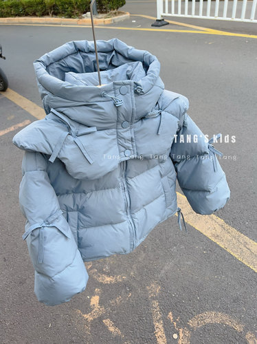 又鱼lovi中大童羽绒服2024冬新款女孩女童连帽高品质羽绒服花瓣领 - 图3