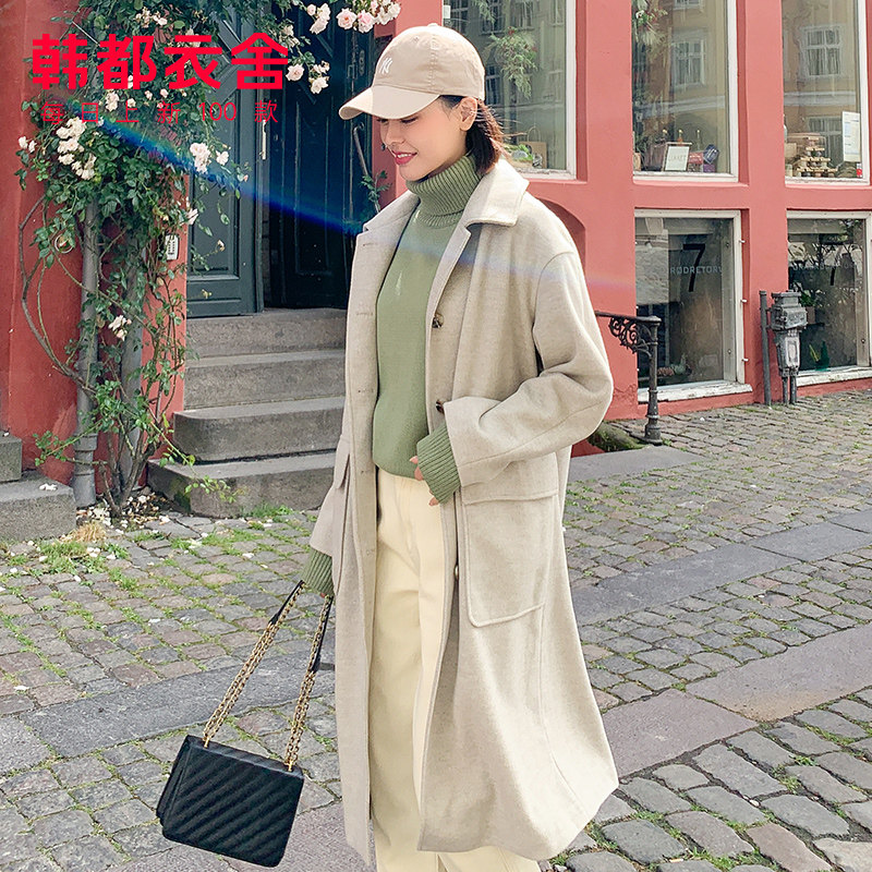 韩都衣舍旗舰店冬装清仓呢子女大衣 韩都衣舍嗒嗒毛呢外套