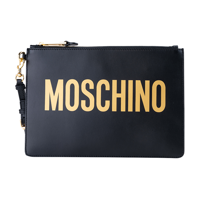 moschino/莫斯奇诺字母拉链手拿包手挽包女包特卖 - 图0