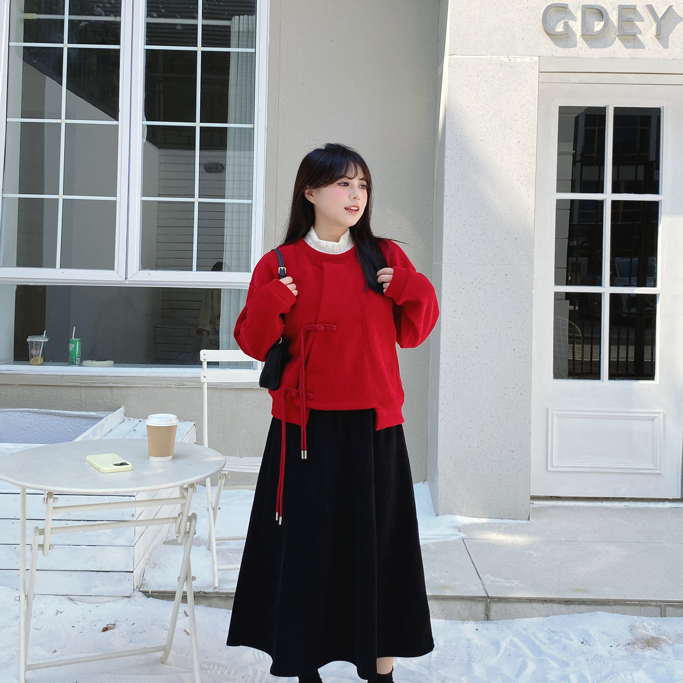 慕翎大码女装胖mm国风盘扣假两件卫衣女宽松显瘦上衣半身裙套装,淘宝优惠券,粉丝福利购,淘宝优惠卷