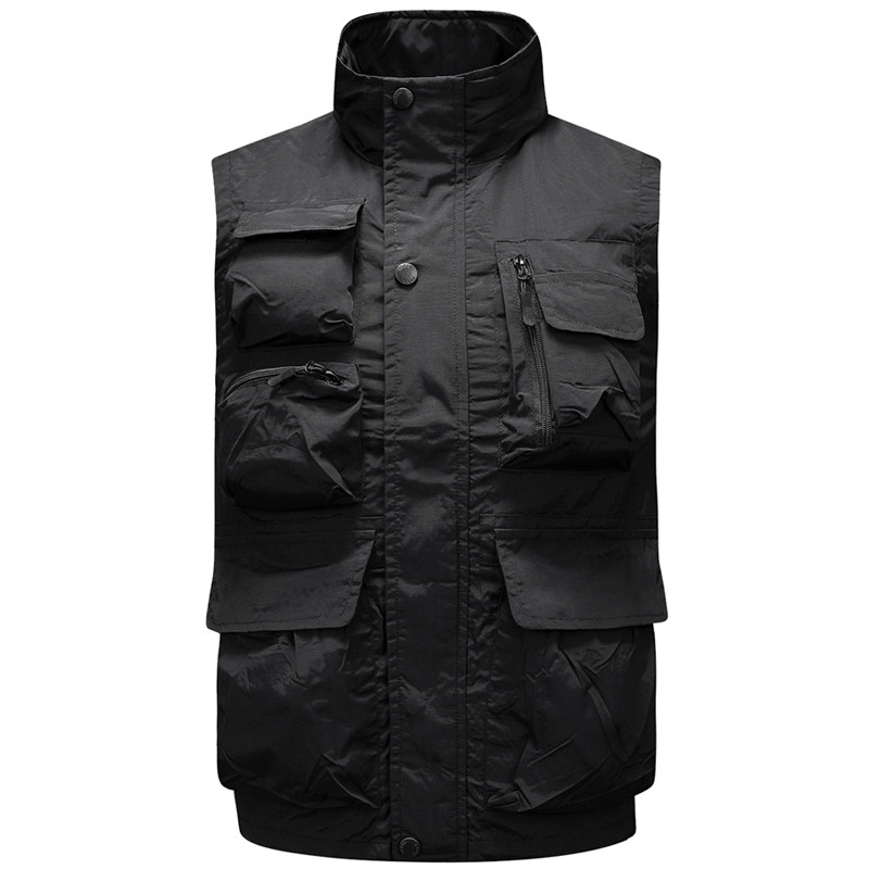 工装马甲男多口袋防风防水户外钓鱼马夹无袖登山背心立领坎肩外套,淘宝优惠券,粉丝福利购,淘宝优惠卷