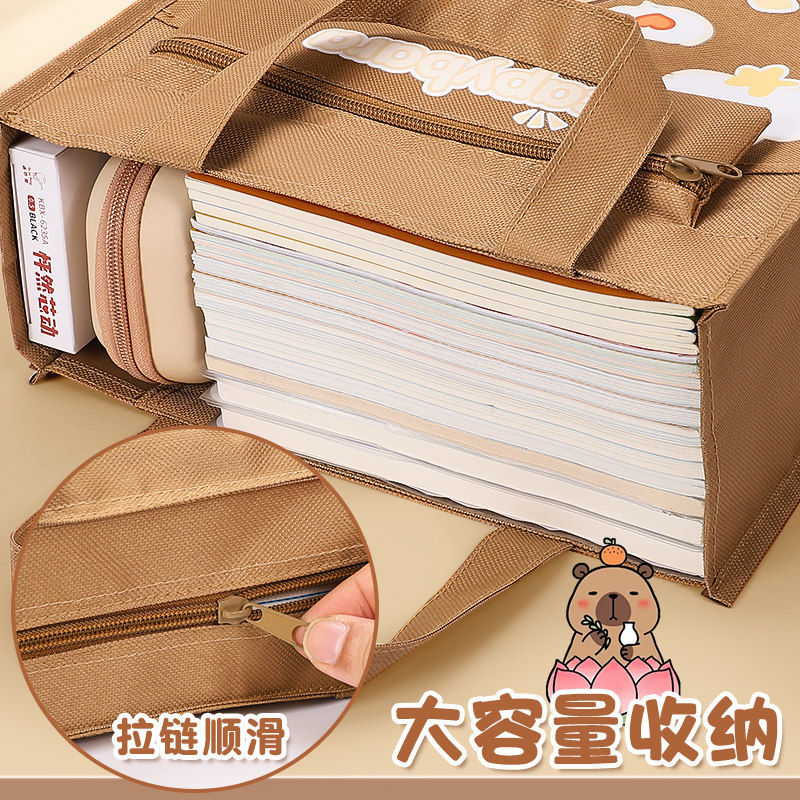 补习袋手提袋拎书袋小学生用男孩女孩书包文件袋帆布美术袋补习班作业文件试卷袋收纳袋儿童学习拉链式补课包